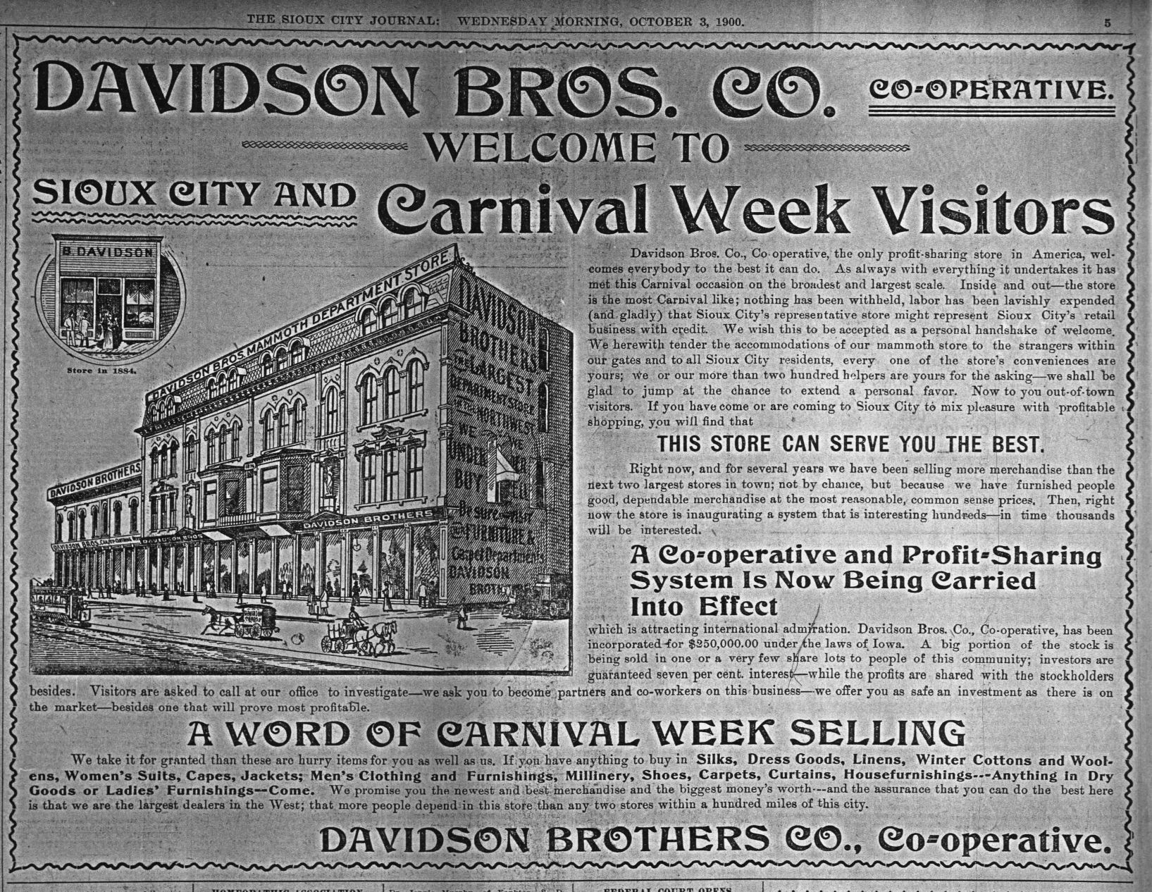 Sioux City Journal ads, Oct. 3, 1900